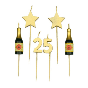 25th Birthday Candles Champagne & Stars
