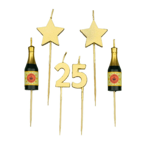 25th Birthday Candles Champagne & Stars