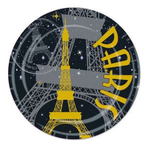 8 x A Night in Paris Party Plates - 23cm