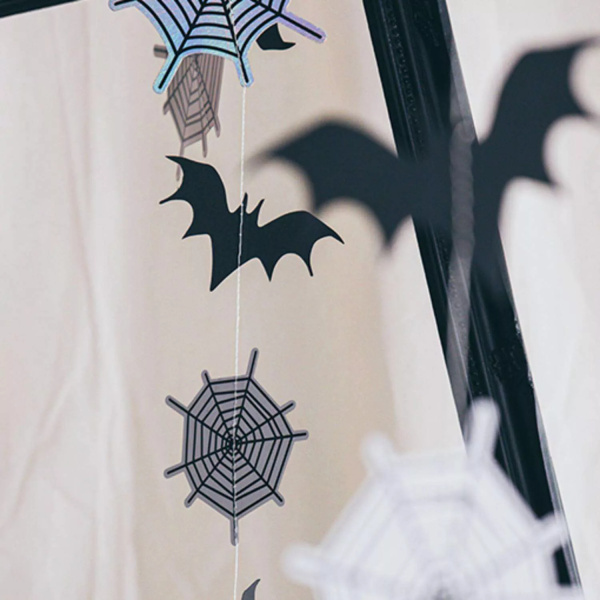 2 x Spiderwebs & Bats Halloween Hanging Decorations - 70cm