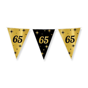 65th Birthday Black & Gold Party Bunting - 10m