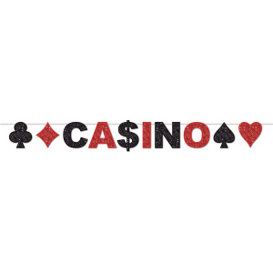 Playing Card Suits "Casino" Glitter Banner - 2.4m x 21cm