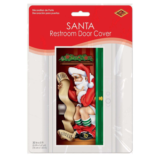 Santa's List Christmas Toilet Door Cover - 1.5m x 75cm