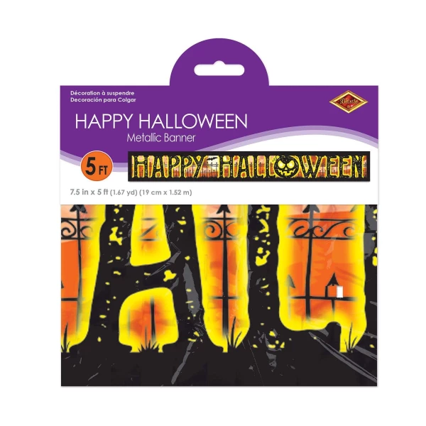 Metallic "Happy Halloween" Foil Banner - 1.5m x 19cm