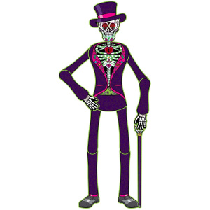 Jointed Day of the Dead Skeleton Man Cutout Decoration - 1.2m