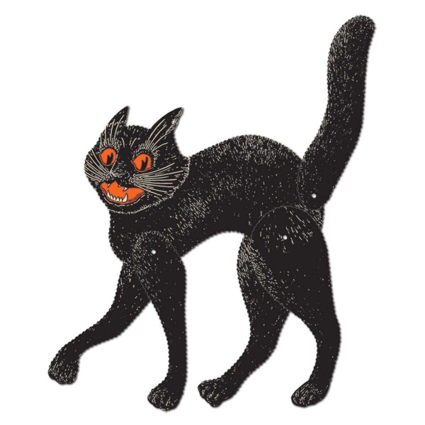 Jointed Vintage Halloween Scratch Cat Cutout Decoration - 50cm