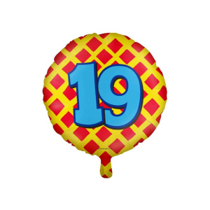 19th Birthday Colourful Patterns Foil Balloon - 46cm