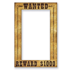 Wild West "Wanted" Photo Prop Frame - 39cm x 58cm
