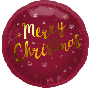 Merry Christmas Red & Gold Foil Balloon - 45cm