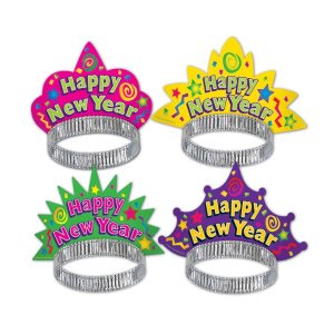 5 x Colour Bright Happy New Year Tiara Crown Party Hats