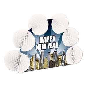 Cityscape Happy New Year Table Decoration - 25cm