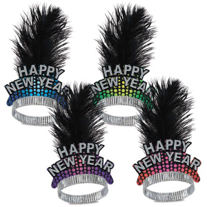 5 x Cheers To The New Year Feather Party Tiaras
