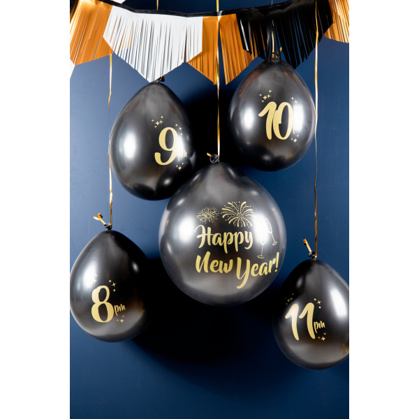 5 x Countdown to New Year Bursting Balloons - 33cm - 61cm