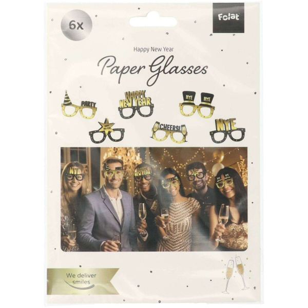 6 x Happy New Year Card Party Glasses
