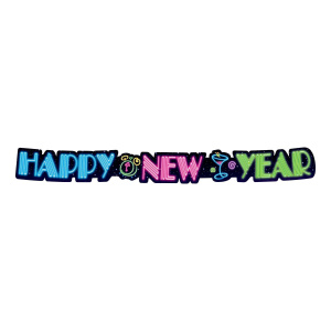 Neon Midnight Happy New Year Letter Banner - 91cm