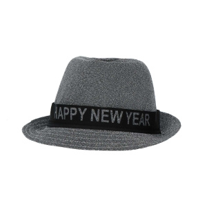 Happy New Year Silver Lurex Trilby Hat