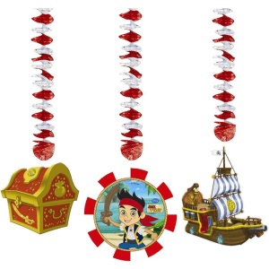 3 x Disney Jake And The Neverland Pirates Hanging Decorations - 1m