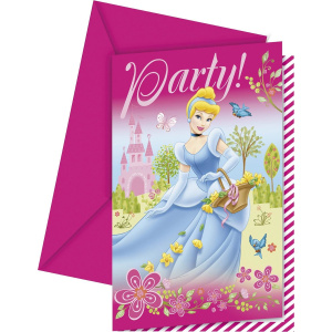 6 x Disney Princess Cinderella Party Invitations