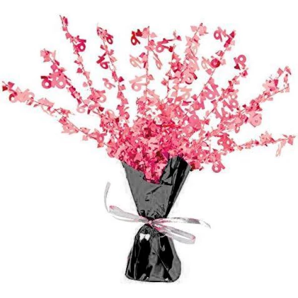 16th Birthday Pink & Black Foil Spray Table Centrepiece - 38cm