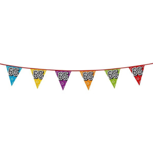 65th Birthday Multicoloured Holographic Bunting - 8m