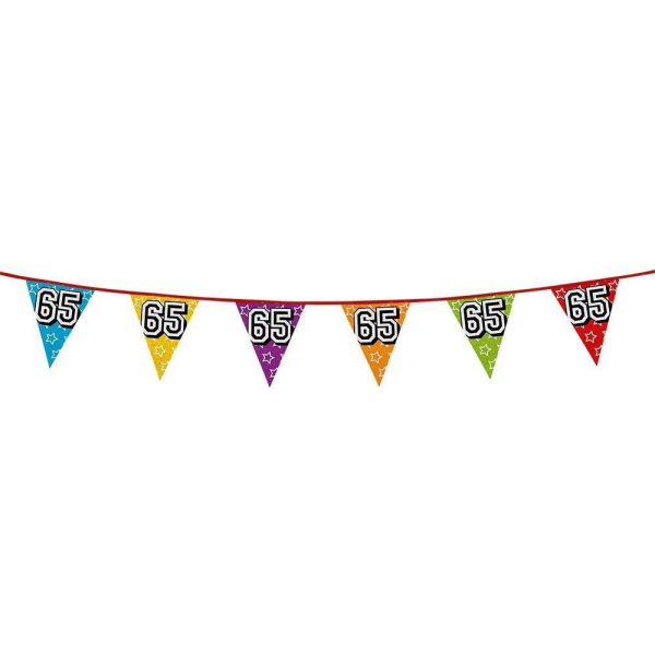 65th Birthday Multicoloured Holographic Bunting - 8m