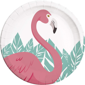 8 x Tropical Flamingo Party Plates - 23cm
