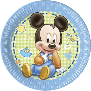 8 x Disney Mickey Mouse Baby Party Plates - 23cm