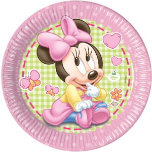8 x Disney Minnie Mouse Baby Party Plates - 23cm