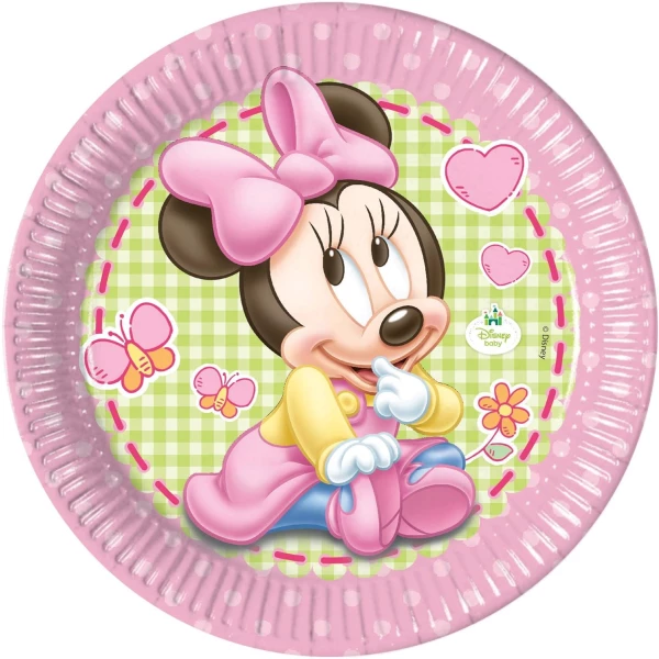 8 x Disney Minnie Mouse Baby Party Plates - 23cm