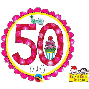 50th Birthday Rachel Ellen Designs Perfect Pink Badge - 12cm
