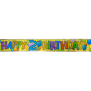 2nd Birthday Multicoloured Foil Banner - 3.65m