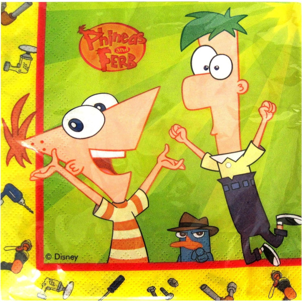 20 x Disney Phineas & Ferb Party Napkins - 33cm