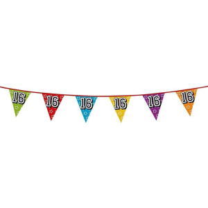 16th Birthday Multicoloured Holographic Bunting - 8m