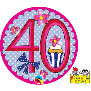 40th Birthday Rachel Ellen Designs Perfect Pink Badge - 12cm