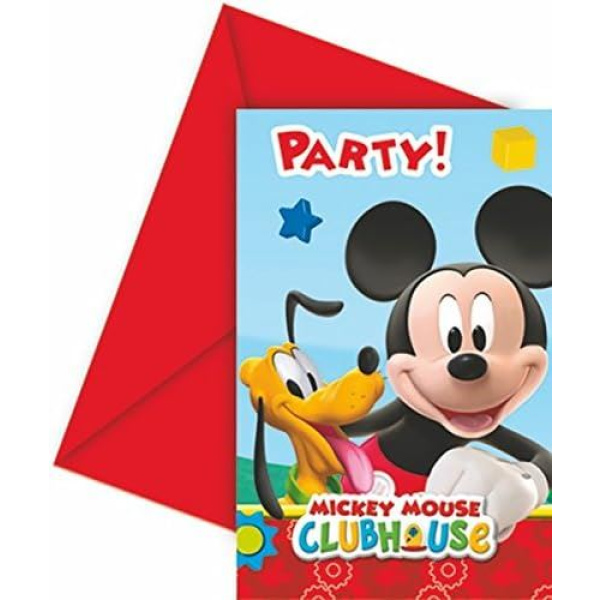 6 x Disney Mickey Mouse Clubhouse Party Invitations