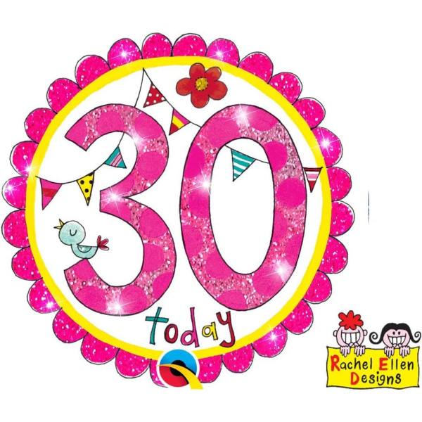 30th Birthday Rachel Ellen Designs Perfect Pink Badge - 12cm