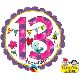 13th Birthday Rachel Ellen Designs Perfect Pink Badge - 12cm