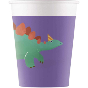 8 x Cartoon Dinosaur Compostable Party Cups - 200ml