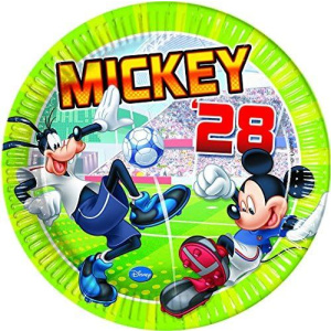 8 x Disney Mickey Mouse Football Party Plates - 23cm