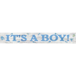 "It's a Boy" Silver & Pink Foil Banner - 3.65m