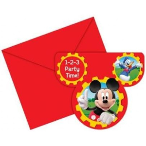 6 x Disney Mickey Mouse Party Time Mickey Ears Party Invitations