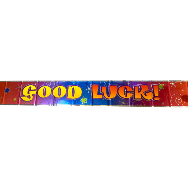 Multicoloured "Good Luck" Foil Banner - 3.65m