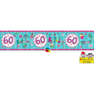 60th Birthday Rachel Ellen Designs Perfect Pink Foil Banner - 2.6m
