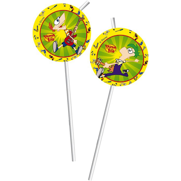 6 x Disney Phineas & Ferb Party Drinks Straws