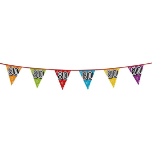 80th Birthday Multicoloured Holographic Bunting - 8m