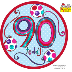 90th Birthday Rachel Ellen Designs Big Age Badge - 12cm