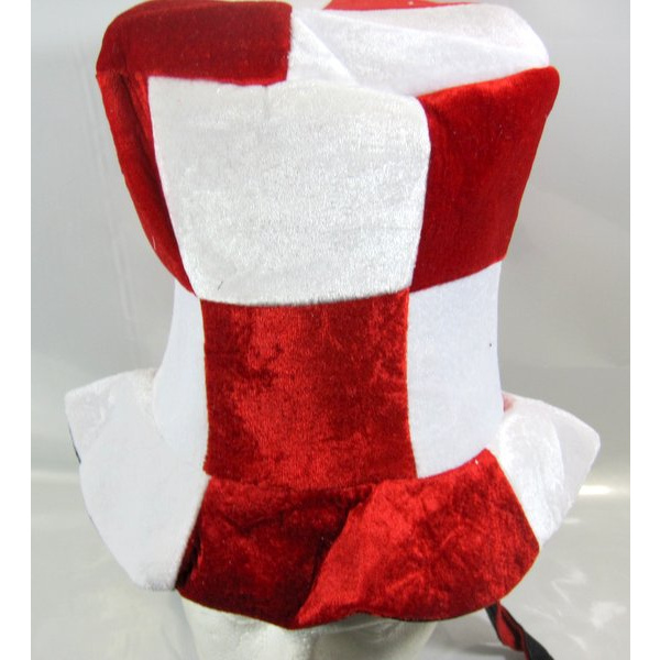 RED AND WHITE CHECKERED HAT WITH TAILS AND BELLS - Image 4