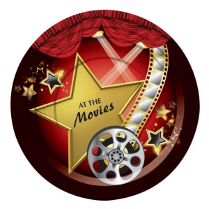 Movie Reel Party PLates Holly star and movie reel print on plate