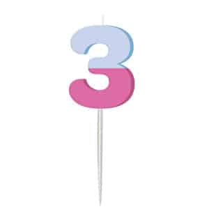 Number 3 Birthday Cake Candle Stripetastic